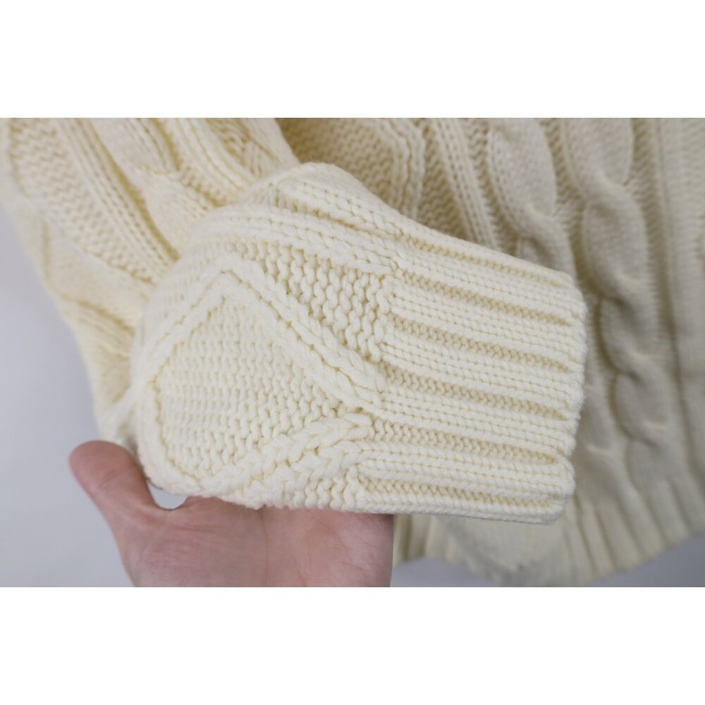 Vintage 70s Streetwear Mens Medium Donegal Fisherman Chunky Cable Knit Sweater - Picture 5 of 10